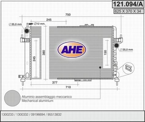AHE 121.094/A - Радіатор, охолодження двигуна autozip.com.ua