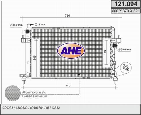 AHE 121.094 - Радіатор, охолодження двигуна autozip.com.ua