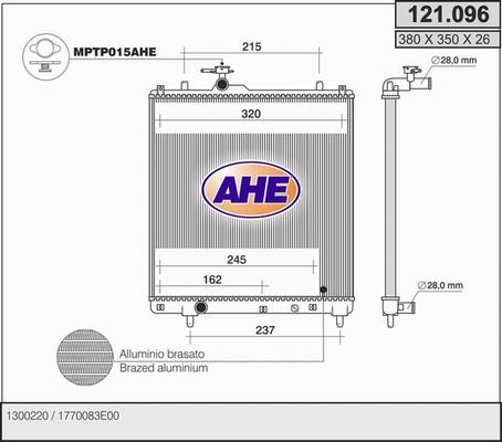 AHE 121.096 - Радіатор, охолодження двигуна autozip.com.ua