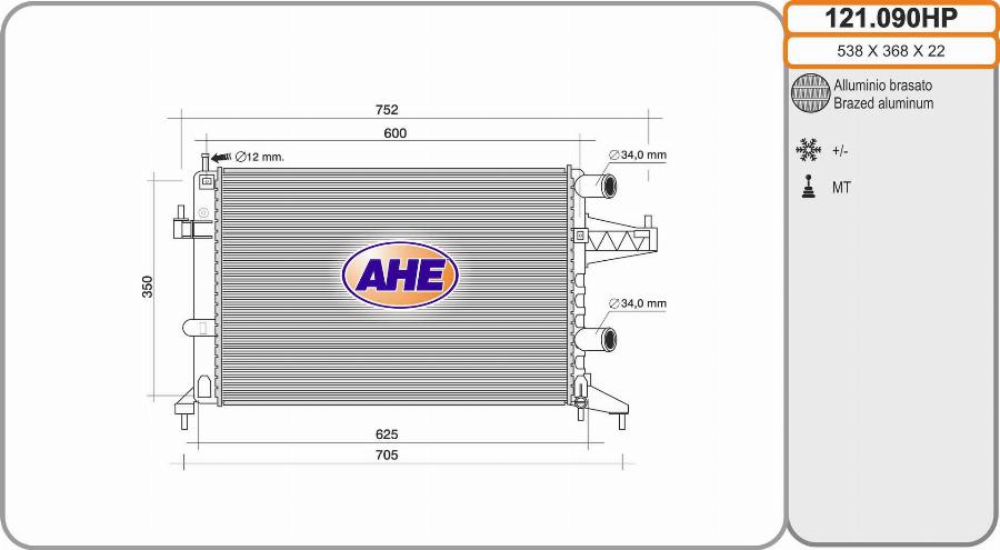 AHE 121.090HP - Радіатор, охолодження двигуна autozip.com.ua