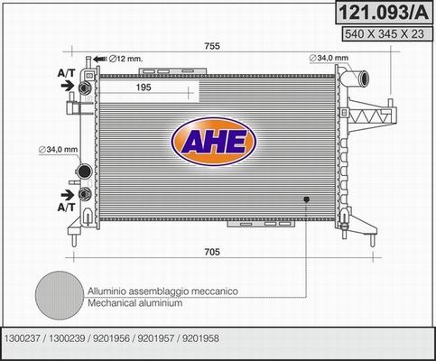 AHE 121.093/A - Радіатор, охолодження двигуна autozip.com.ua