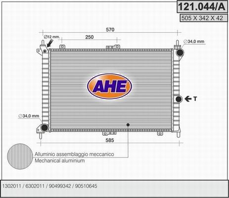 AHE 121.044/A - Радіатор, охолодження двигуна autozip.com.ua