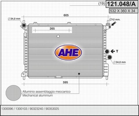 AHE 121.048/A - Радіатор, охолодження двигуна autozip.com.ua