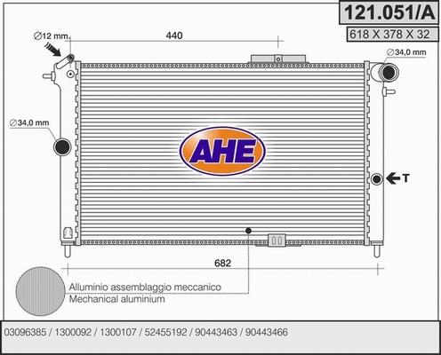 AHE 121.051/A - Радіатор, охолодження двигуна autozip.com.ua