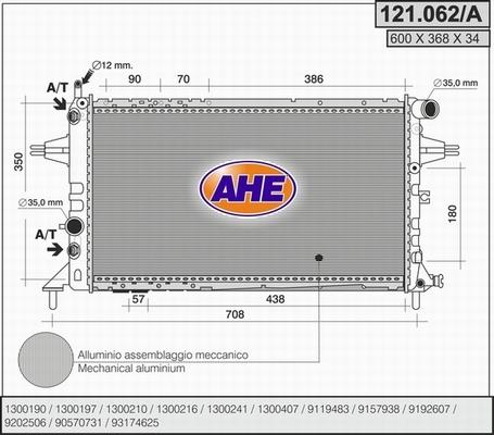 AHE 121.062/A - Радіатор, охолодження двигуна autozip.com.ua