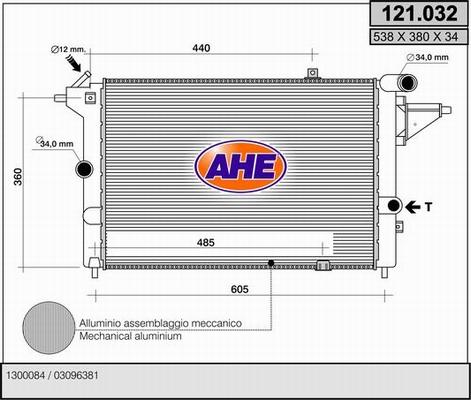 AHE 121.032 - Радіатор, охолодження двигуна autozip.com.ua