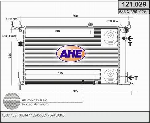 AHE 121.029 - Радіатор, охолодження двигуна autozip.com.ua