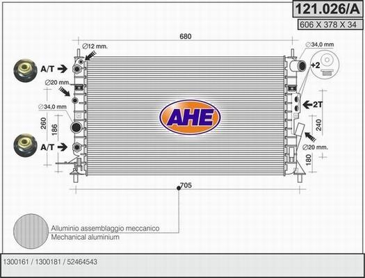 AHE 121.026/A - Радіатор, охолодження двигуна autozip.com.ua