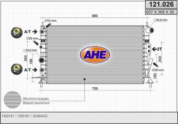 AHE 121.026 - Радіатор, охолодження двигуна autozip.com.ua
