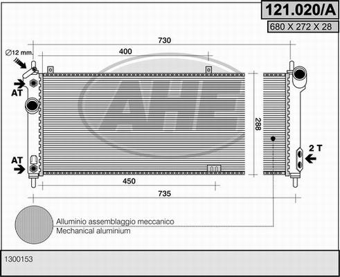 AHE 121.020/A - Радіатор, охолодження двигуна autozip.com.ua