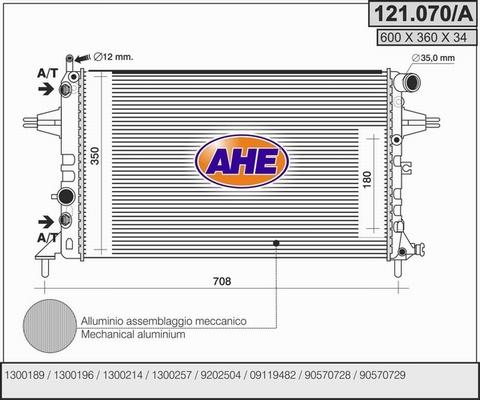 AHE 121.070/A - Радіатор, охолодження двигуна autozip.com.ua