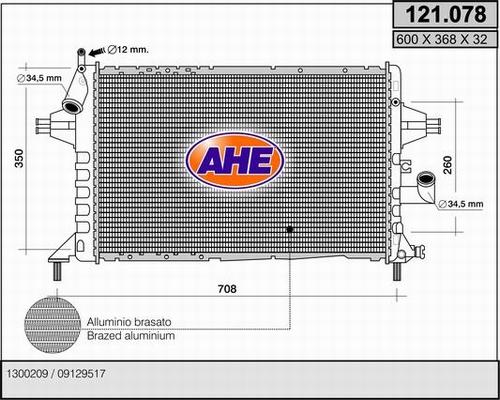 AHE 121.078 - Радіатор, охолодження двигуна autozip.com.ua