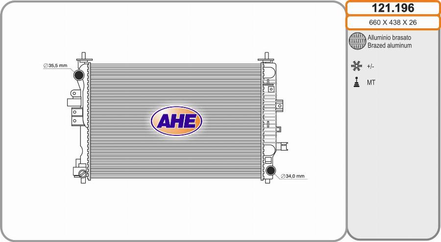 AHE 121.196 - Радіатор, охолодження двигуна autozip.com.ua