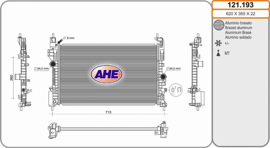 AHE 121.193 - Радіатор, охолодження двигуна autozip.com.ua