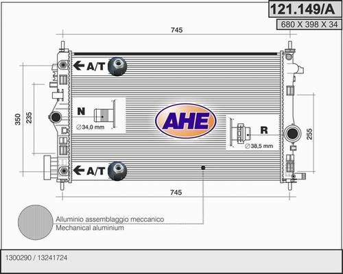 AHE 121.149/A - Радіатор, охолодження двигуна autozip.com.ua