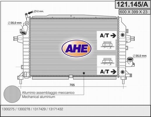 AHE 121.145/A - Радіатор, охолодження двигуна autozip.com.ua