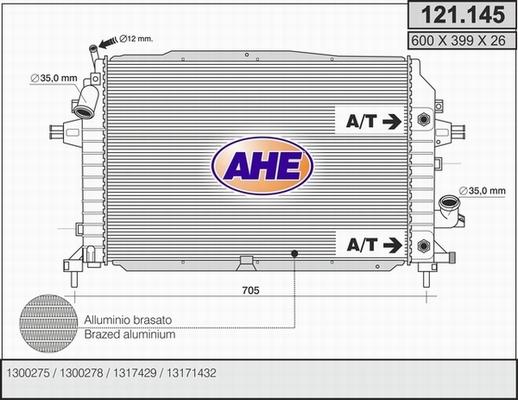 AHE 121.145 - Радіатор, охолодження двигуна autozip.com.ua
