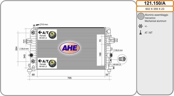 AHE 121.150/A - Радіатор, охолодження двигуна autozip.com.ua