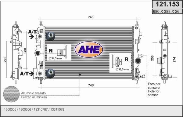 AHE 121.153 - Радіатор, охолодження двигуна autozip.com.ua