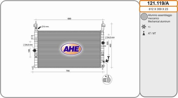 AHE 121.119/A - Радіатор, охолодження двигуна autozip.com.ua