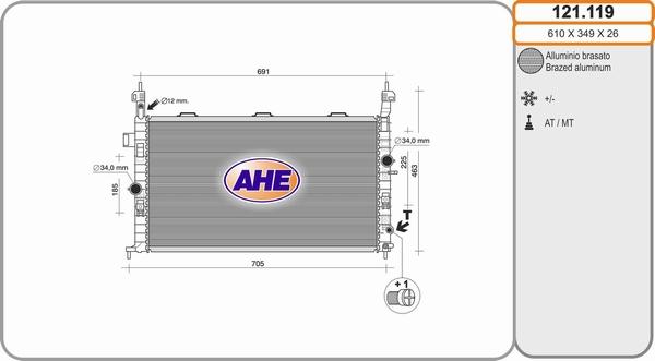 AHE 121.119 - Радіатор, охолодження двигуна autozip.com.ua