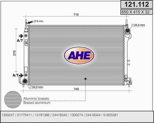 AHE 121.112 - Радіатор, охолодження двигуна autozip.com.ua