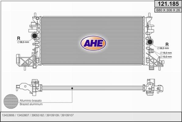 AHE 121.185 - Радіатор, охолодження двигуна autozip.com.ua