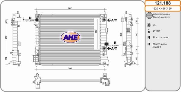 AHE 121.188 - Радіатор, охолодження двигуна autozip.com.ua