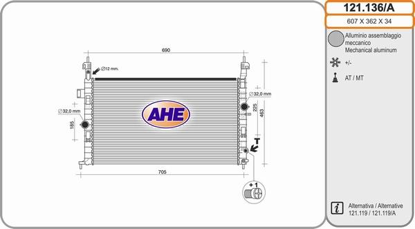 AHE 121.136 - Радіатор, охолодження двигуна autozip.com.ua