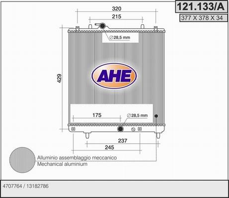 AHE 121.133/A - Радіатор, охолодження двигуна autozip.com.ua