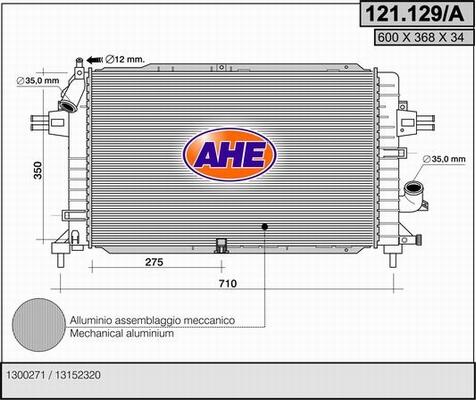 AHE 121.129/A - Радіатор, охолодження двигуна autozip.com.ua