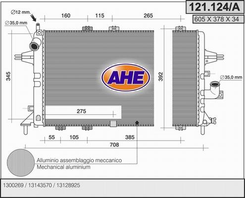 AHE 121.124/A - Радіатор, охолодження двигуна autozip.com.ua