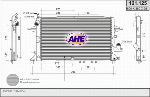 AHE 121.125 - Радіатор, охолодження двигуна autozip.com.ua