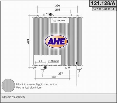 AHE 121.128/A - Радіатор, охолодження двигуна autozip.com.ua