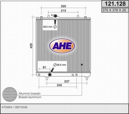 AHE 121.128 - Радіатор, охолодження двигуна autozip.com.ua
