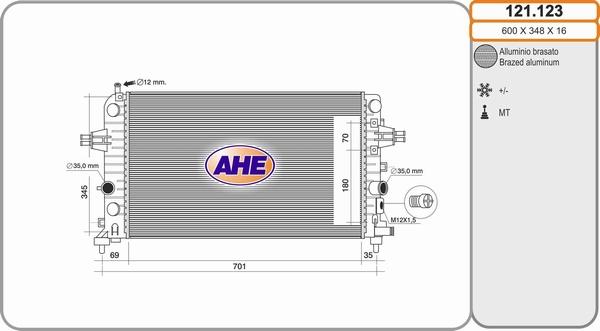 AHE 121.123 - Радіатор, охолодження двигуна autozip.com.ua