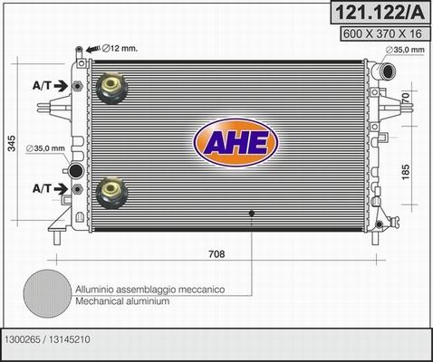 AHE 121.122/A - Радіатор, охолодження двигуна autozip.com.ua