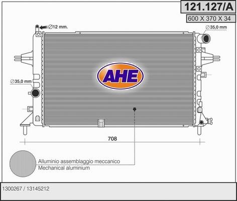 AHE 121.127/A - Радіатор, охолодження двигуна autozip.com.ua