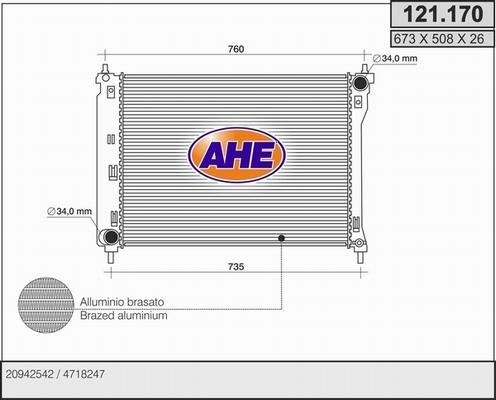 AHE 121.170 - Радіатор, охолодження двигуна autozip.com.ua