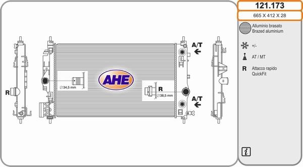 AHE 121.173 - Радіатор, охолодження двигуна autozip.com.ua