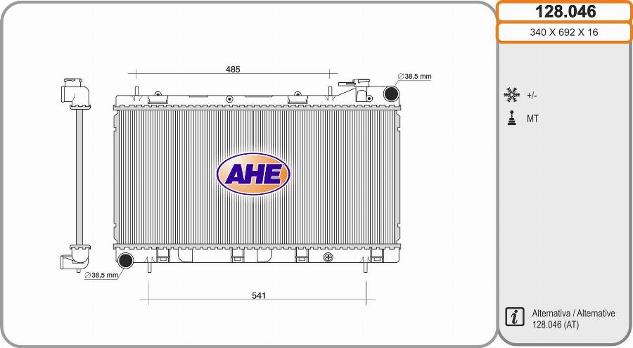AHE 128.046 - Радіатор, охолодження двигуна autozip.com.ua