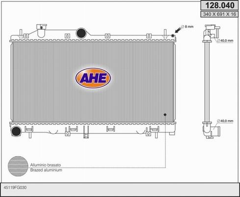 AHE 128.040 - Радіатор, охолодження двигуна autozip.com.ua