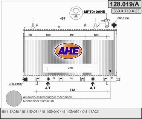 AHE 128.019/A - Радіатор, охолодження двигуна autozip.com.ua