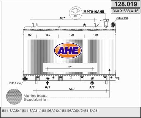 AHE 128.019 - Радіатор, охолодження двигуна autozip.com.ua