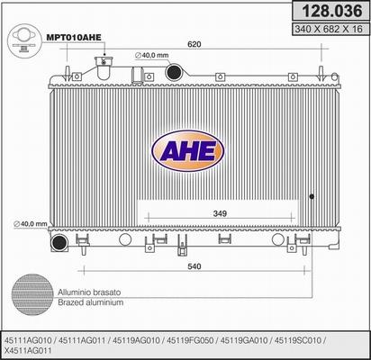 AHE 128.036 - Радіатор, охолодження двигуна autozip.com.ua