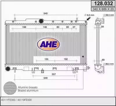AHE 128.032 - Радіатор, охолодження двигуна autozip.com.ua
