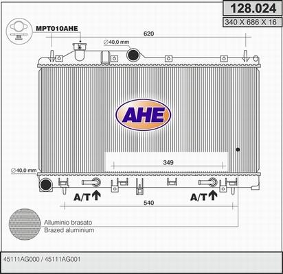 AHE 128.024 - Радіатор, охолодження двигуна autozip.com.ua