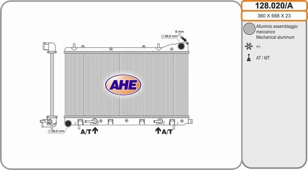 AHE 128.020/A - Радіатор, охолодження двигуна autozip.com.ua