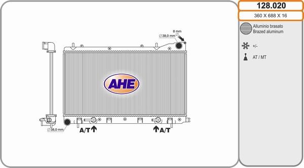 AHE 128.020 - Радіатор, охолодження двигуна autozip.com.ua