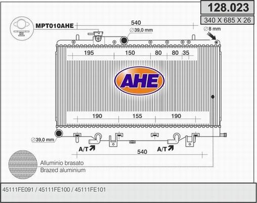 AHE 128.023 - Радіатор, охолодження двигуна autozip.com.ua